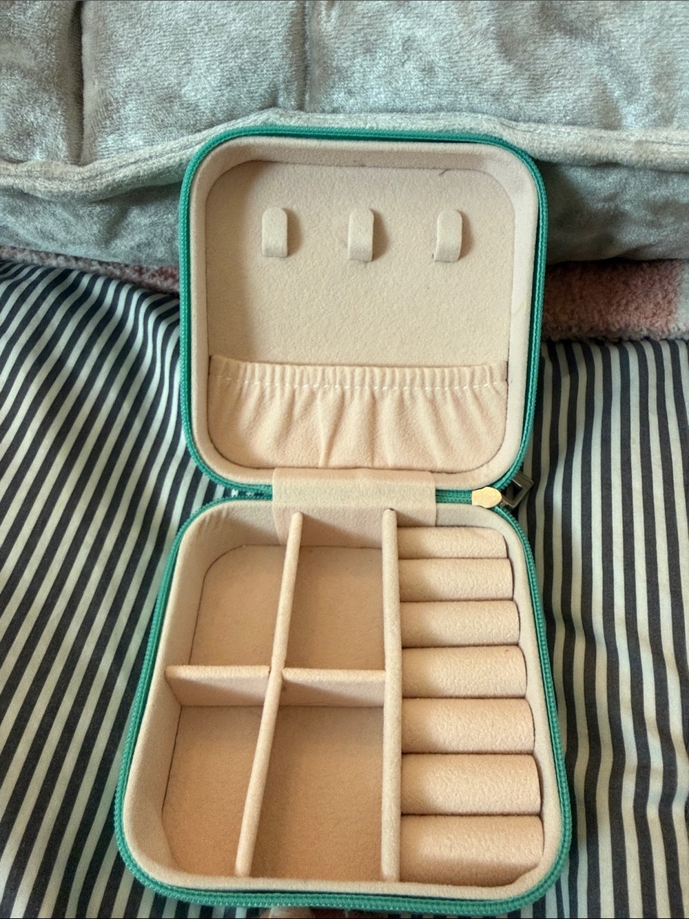 Compact Teal Jewelry Organizer Case - Travel Jewelry Box
